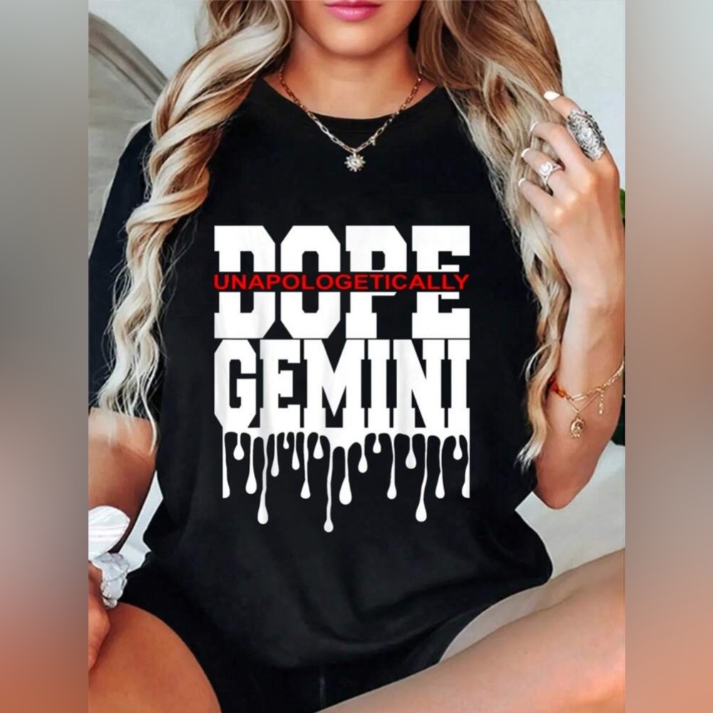 •The Unapologetic Gemini• Black Crew Neck 100% Cotton Unisex Graphic T-Shirt